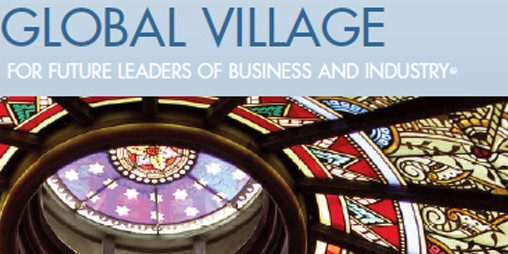 Logo Global Village und buntes Fenster
