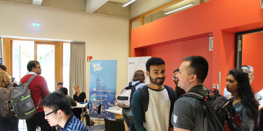Students engaged in conversation 