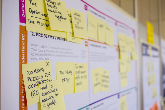 postits on a board