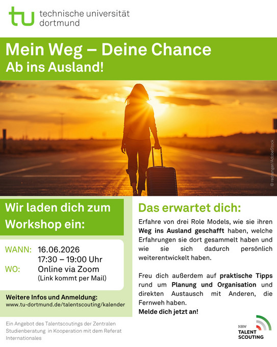 Veranstaltungsflyer. Oben ist ein Bild mit Menschen, die in einer Gruppe sitzen und mit einander sprechen. Unten stehen die Veranstaltungsdetails: Wann? 3. Juni 2025 um 17.30 Uhr. Findet Online statt.