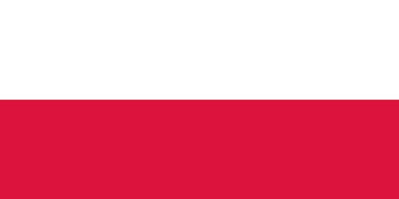 Flagge von Polen. Oben weißer Streifen, unten roter Streifen.