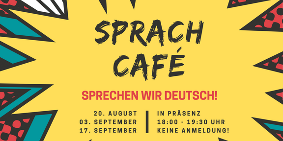 Explosion bubble in which the dates of the next Sprachcafé meetings are written