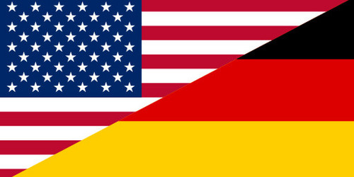 US und deutsche Flaggen zusammen