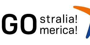 Gostralia!-Gomerica! Logo Gostralia!-Gomerica! Logo mit einem Bumerang
