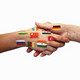Handshake of two hands printed with flags