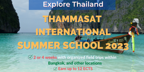 Hier sieht man einen Flyer für die Thammasat International Summer School 2023.