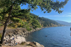 Teddy Bear Cove Hier sieht man die Küste mit einem kleinen Steinstrand.