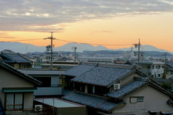Blick über Nagoya beim Sonnenuntergang