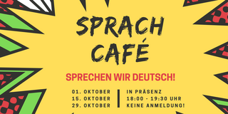 Explosion bubble in which the dates of the next Sprachcafé meetings are written