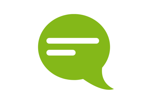 a green speech bubble (icon, pictogram)