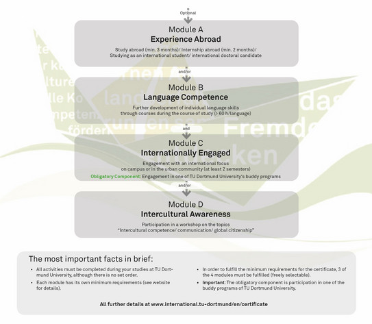 Overview about the modules in the certficate "Studium International"