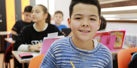 student in a classroom