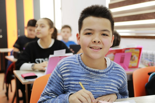 student in a classroom