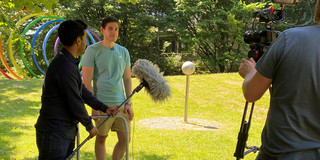 Interview of a student at the video shooting