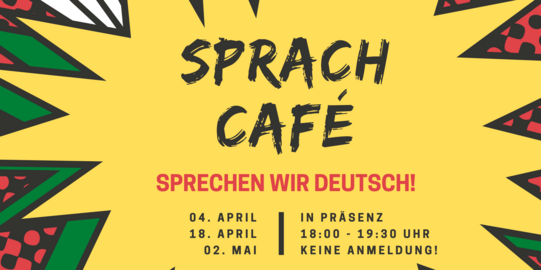 Explosion bubble in which the dates of the next Sprachcafé meetings are written