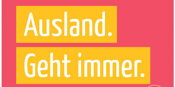 DAAD Ausland geht immer Postkarte Postkarte, auf der "Ausland geht immer" steht