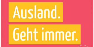 DAAD Ausland geht immer Postkarte Postkarte, auf der "Ausland geht immer" steht