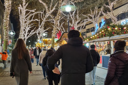 People walking on a Christmas Market.