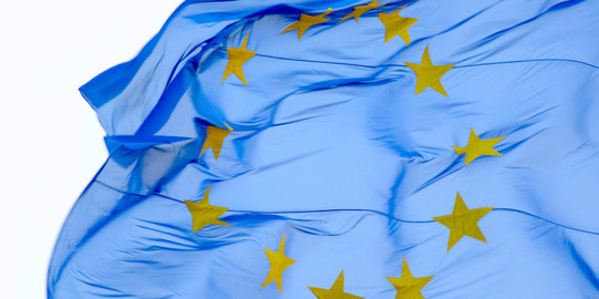 blowing europe flag