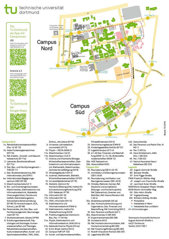 map of TU Dortmund University's campus