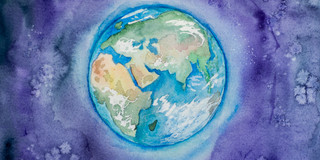 The earth, painted in watercolors
