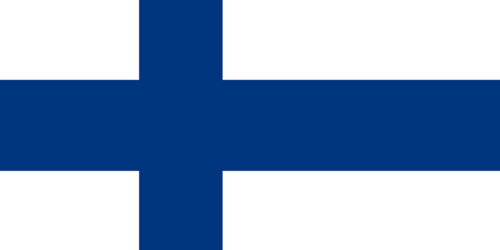 Die finnische Flagge. Blaues Kreuz auf weißem Hintergrund