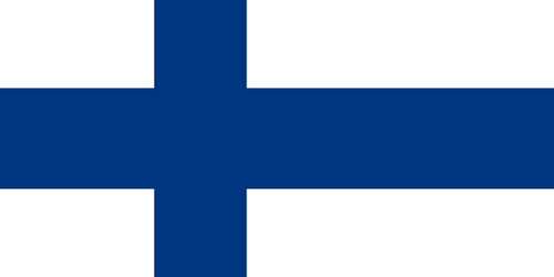 Die finnische Flagge. Blaues Kreuz auf weißem Hintergrund