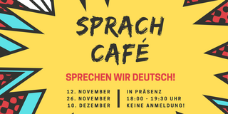 Explosion bubble in which the dates of the next Sprachcafé meetings are written