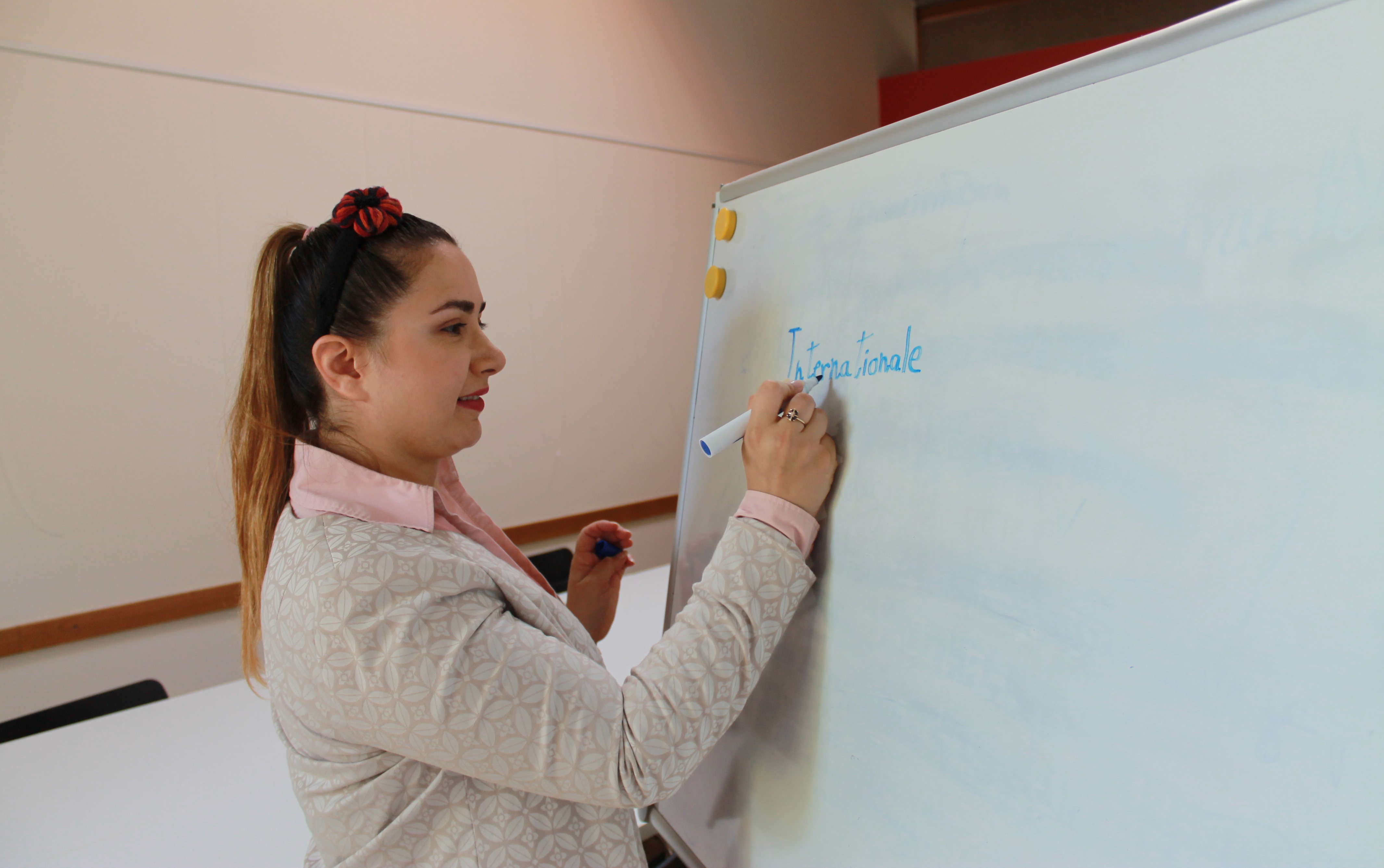 Expertin an Whiteboard