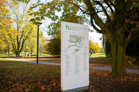 Info point with a campus map on it.
